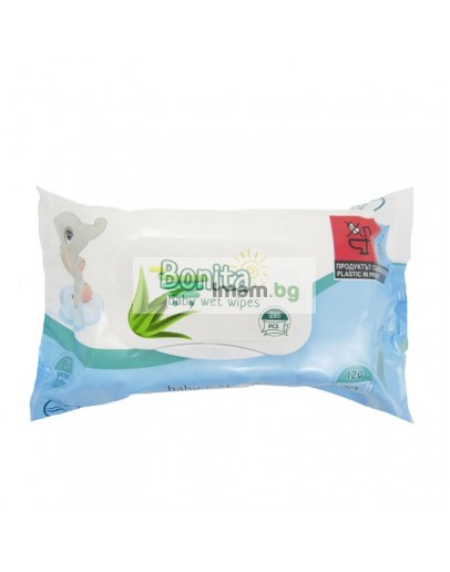 Мокри кърпи 120 бр с капак Bonita Baby Aloe Vera 16бр кашон